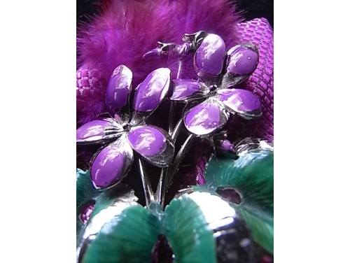 Pink Feathers and  Flower Vintage Brooch Corsage